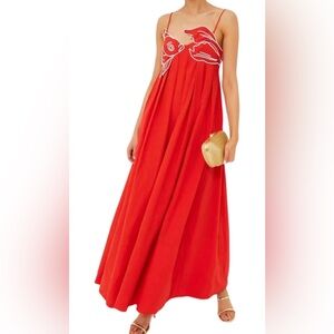Farm Rio Red Fish Top Maxi Dress Knock-Off
